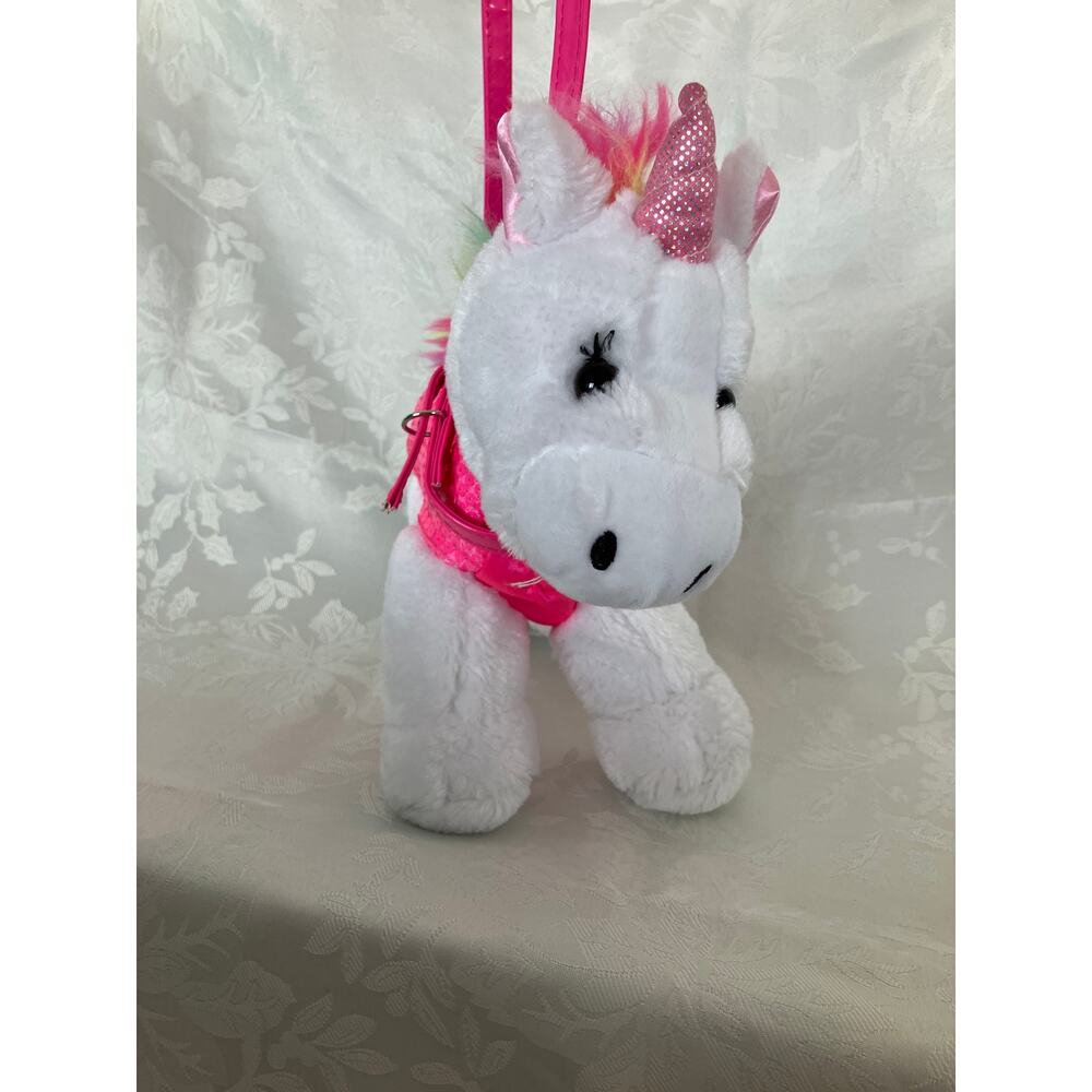 Poochie & Co Kids Plush Unicorn Purse Sequins Multicolor Mane & Tail